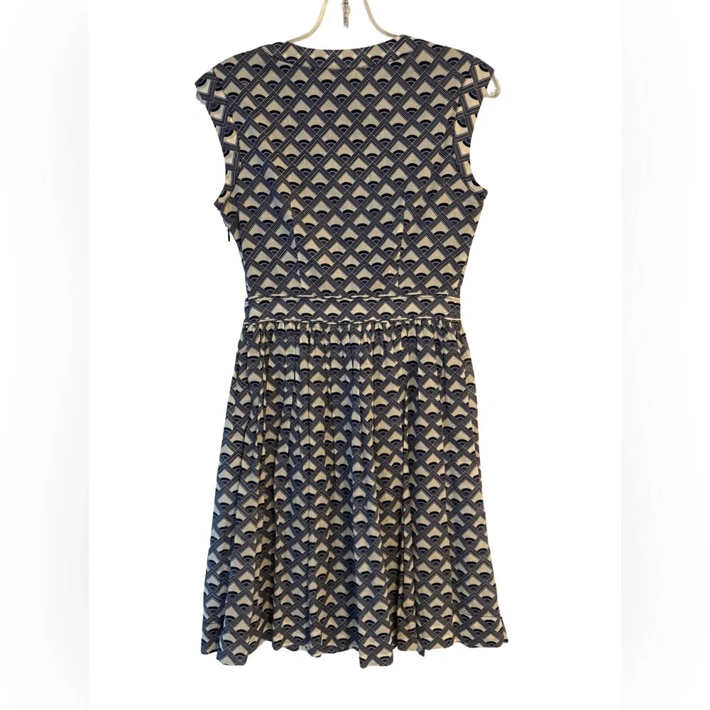Tory Burch Blue Geometric Print Sleeveless Dress Women’s Size 0 Cotton midi